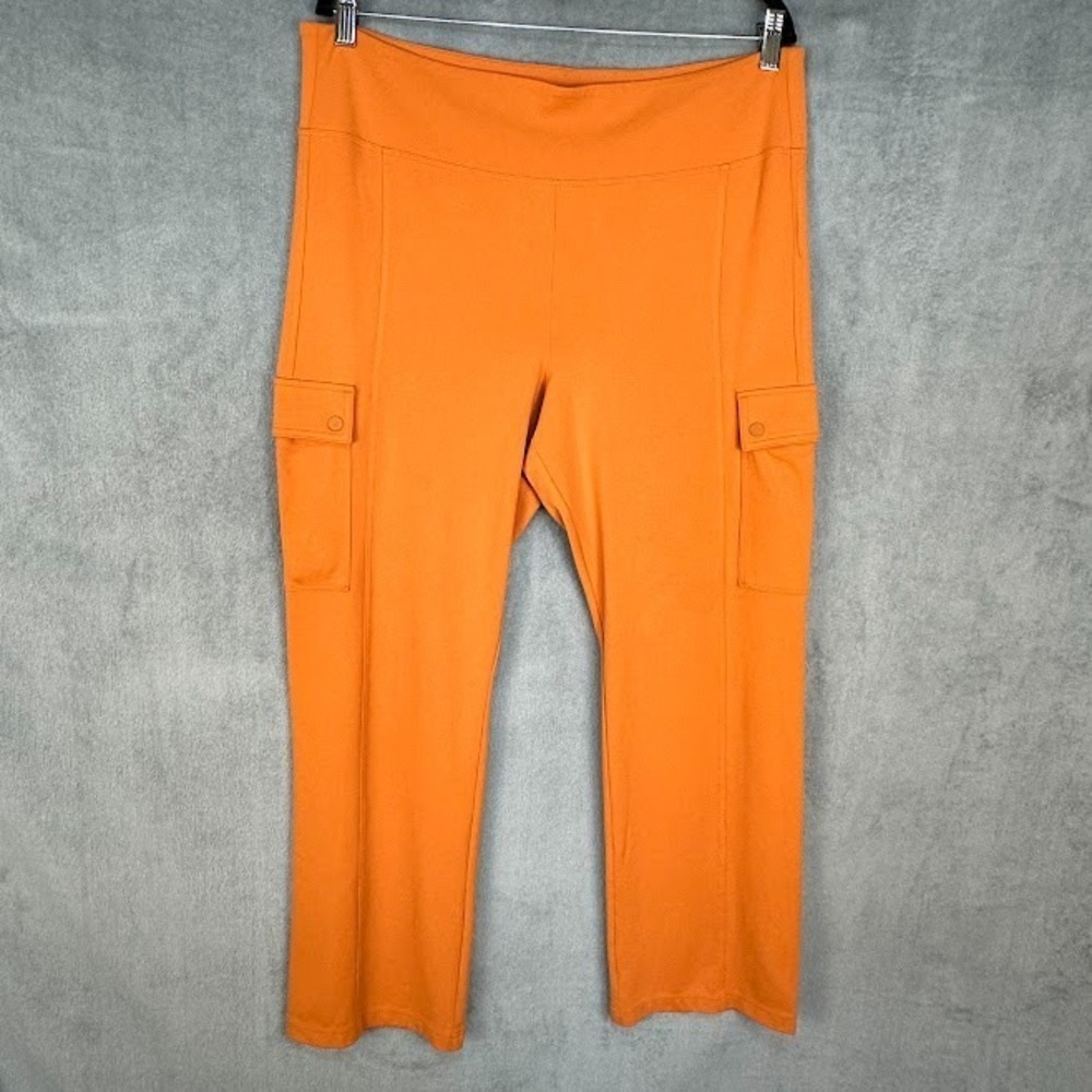 Athleta Delancey Straight Cargo Pants Womens XL Burnt Orange Stretch Comfort